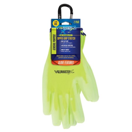 VISWERX Hi-Vis Lightweight Glove - PV Coated XL, PK 2 127-11003